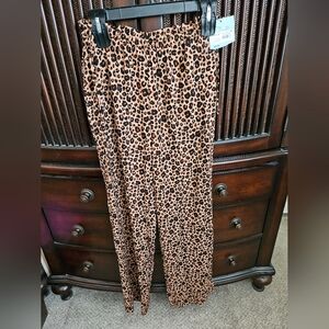Shade & Shore Ruffle Waist Cover Up Pants Leopard Xs Nwt